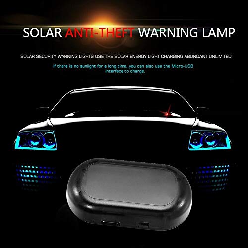 TOTMOX Solar Car Alarm Led Light - Fake Solar Anti-Theft Flashing Light - Security System Warning Self Charge Lamp Blue