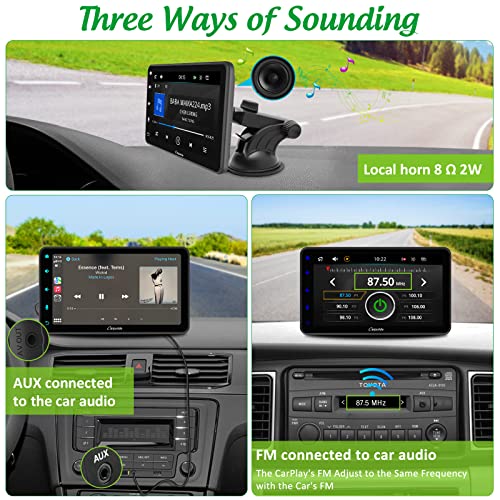 Carpuride W707 2023 Newest 7 Inch Screen Portable Wireless Apple Carplay & Android Auto, Car Radio Receiver Mp5 Player with Mirror Link, Color Light Key, Sucker Holder & Dashboard Mounted