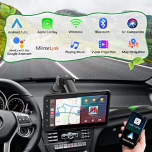 Carpuride W707 2023 Newest 7 Inch Screen Portable Wireless Apple Carplay & Android Auto, Car Radio Receiver Mp5 Player with Mirror Link, Color Light Key, Sucker Holder & Dashboard Mounted