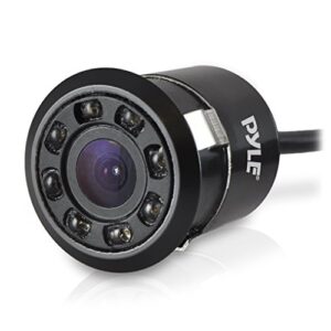pyle plcm12 rearview backup parking assist camera (waterproof night vision cam, distance scale line display, flush mount)