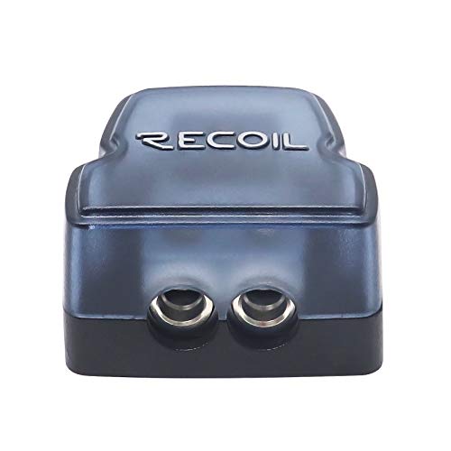 RECOIL DB12 2 Way Power Distribution Block, 1 X 0/2/4 Gauge in / 2 X 4/8 Gauge Out Power Distribution Ground Distributor Block for Car Audio Amplifier Splitter