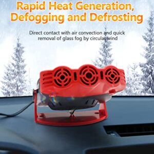 Leaflai Car Heater Fan, 12V 150W Portable Car Heater 2 in 1 Fast Heating Car Windshield Defrost Defogger Auto Ceramic Heater Fan (Red)