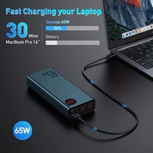 Baseus Power Bank, 65W 20000mAh Laptop Portable Charger&100W USB C to USB C Cable 6.6ft