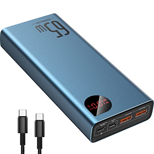 Baseus Power Bank, 65W 20000mAh Laptop Portable Charger&100W USB C to USB C Cable 6.6ft