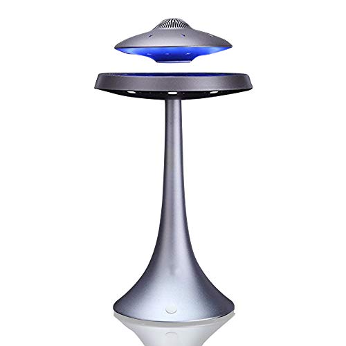 Levitating Floating Speaker, Magnetic UFO Bluetooth Speaker V4.0 , LED Lamp Bluetooth Speaker with 5W Stereo Sound , Wireless Charge, 360 Degree Rotation , for Home /Office Decor ,Unique Gifts(Grey)