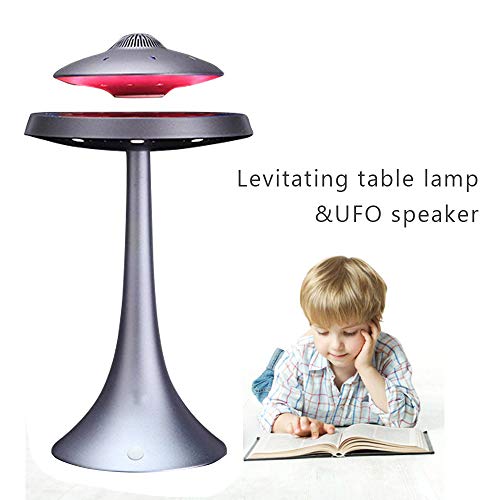 Levitating Floating Speaker, Magnetic UFO Bluetooth Speaker V4.0 , LED Lamp Bluetooth Speaker with 5W Stereo Sound , Wireless Charge, 360 Degree Rotation , for Home /Office Decor ,Unique Gifts(Grey)