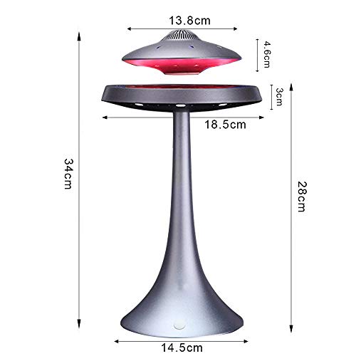 Levitating Floating Speaker, Magnetic UFO Bluetooth Speaker V4.0 , LED Lamp Bluetooth Speaker with 5W Stereo Sound , Wireless Charge, 360 Degree Rotation , for Home /Office Decor ,Unique Gifts(Grey)