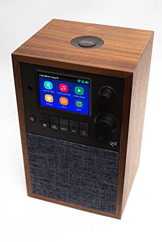 Grace Digital Mondo Alto and Stereo Speaker Bundle, Bluetooth, Wi-Fi, Internet Radio, 7-Day Alarm – Microphone Free (Walnut)