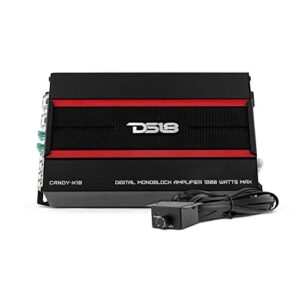 ds18 candy-x1b amplifier in black – class d, monoblock, 1800 watts max, digital, 1/2/4 ohm, with remote subwoofer level controller – compact amplifier for speakers in car audio system