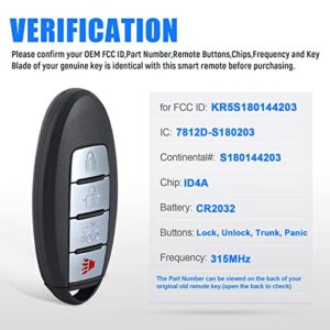 Keymall Keyless Entry Remote Key Fob Replacement for Infiniti Q50 2014 2015 2016 FCC ID:KR5S180144203 P/N:285E3-4HD0C 4A Chip 4 Buttons