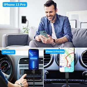 [Apple MFi Certified] iPhone Fast Car Charger, Braveridge 4.8A Dual USB Power Rapid Car Charger with 2 Pack Lightning Braided Cable Quick Car Charge for iPhone 14 13 12 11 Pro Max/XS/XR/X/iPad/AirPods