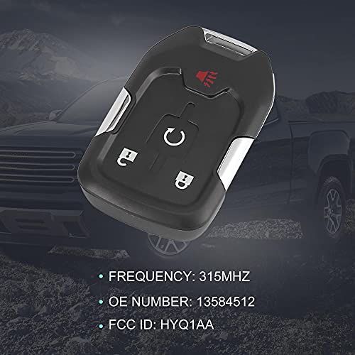 X AUTOHAUX HYQ1AA 315MHz Replacement Keyless Entry Remote Car Key Fob for GMC Terrain 2018 2019 2020 2021 2022 13584512 4 Key Button