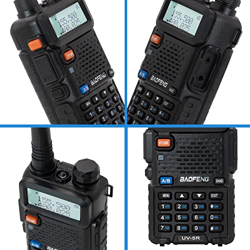 BAOFENG UV5R Radio, Handheld Ham Radio Long Range, Rechargeable Two Way Radios, Portable Walkie Talkies for Adults with Earpiece, Dual Band Programmable Radio with Programming Cable(2 Pack)