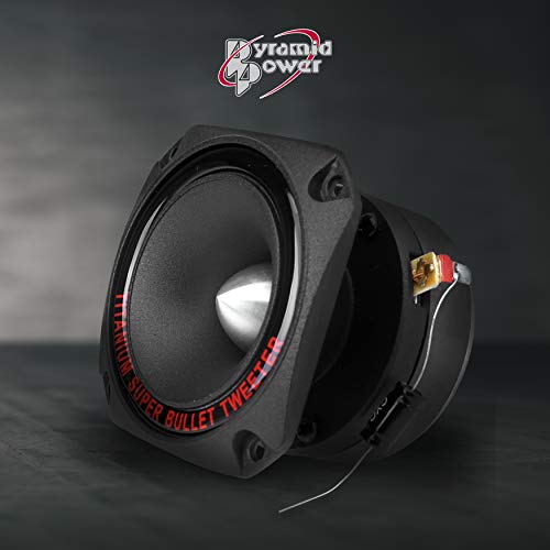 Pyramid 1" Audio Car Tweeter Speaker - Aluminum Die-Cast Frame, 300 Watt Peak, 2k-20kHz Frequency Response, 4 to 8 Ohm, Heavy Duty 30 oz. Magnet Structure - 1 Tweeter - Pyramid TW44, Black, One Size