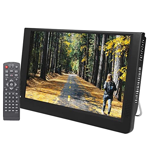 Small Flatscreen TV, Portable Widescreen LCD Display, 12" Portable Widescreen LCD TV with Remote Control Color Screen 1080P ATV/UHF/VHF, 1280800 Digial TV and ATV Support AV in/Out, MMC Card