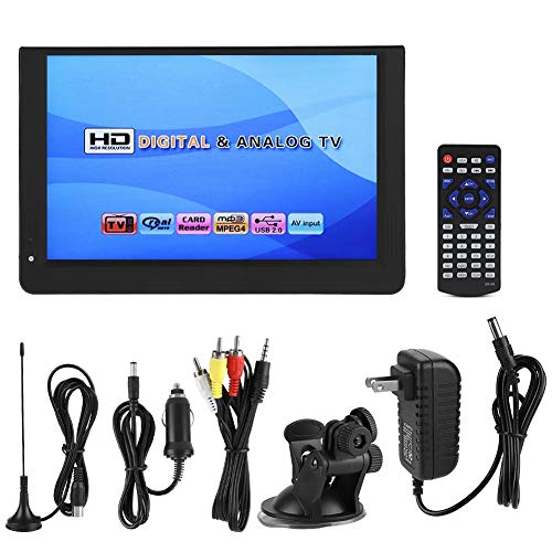 Small Flatscreen TV, Portable Widescreen LCD Display, 12" Portable Widescreen LCD TV with Remote Control Color Screen 1080P ATV/UHF/VHF, 1280800 Digial TV and ATV Support AV in/Out, MMC Card