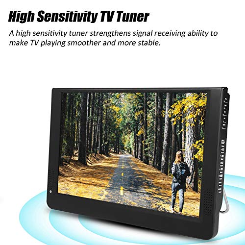 Small Flatscreen TV, Portable Widescreen LCD Display, 12" Portable Widescreen LCD TV with Remote Control Color Screen 1080P ATV/UHF/VHF, 1280800 Digial TV and ATV Support AV in/Out, MMC Card