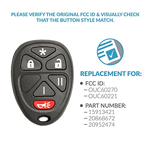 Keyless2Go Replacement for Keyless Entry Universal Remote Car Key Fob for Select GM Vehicles That use OUC60270 & OUC60221 15913421, 20868672