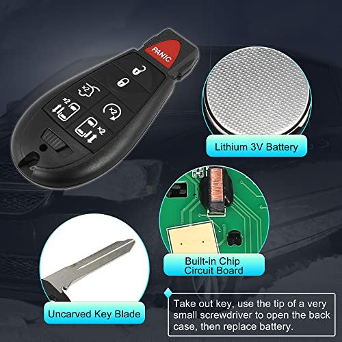 X AUTOHAUX Replacement Keyless Entry Remote Car Key Fob M3N5WY783X 433Mhz for Dodge Grand Caravan for Chrysler Town and Country 7 Buttons with Door Key