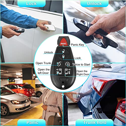 X AUTOHAUX Replacement Keyless Entry Remote Car Key Fob M3N5WY783X 433Mhz for Dodge Grand Caravan for Chrysler Town and Country 7 Buttons with Door Key