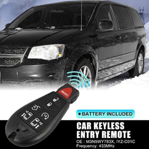 X AUTOHAUX Replacement Keyless Entry Remote Car Key Fob M3N5WY783X 433Mhz for Dodge Grand Caravan for Chrysler Town and Country 7 Buttons with Door Key