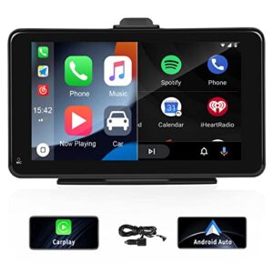 camecho apple carplay & android auto car stereo, 7″ touch screen portable navigation devices car radio with apple airplay,bluetooth, mirror link, voice control, dash or windshield mount