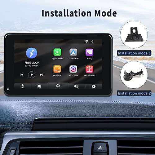 CAMECHO Apple CarPlay & Android Auto Car Stereo, 7" Touch Screen Portable Navigation Devices Car Radio with Apple Airplay,Bluetooth, Mirror Link, Voice Control, Dash or Windshield Mount