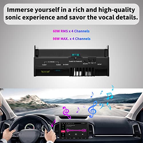 ATOTO CA-AEC02 Car Audio Amplifier Compatible with F7G2A7XE 7inch Double Din Car Stereo; 4 Channel, Class A/B, 392 Watts Max Power, 4 Ohm, Built-in Line-Out Converters