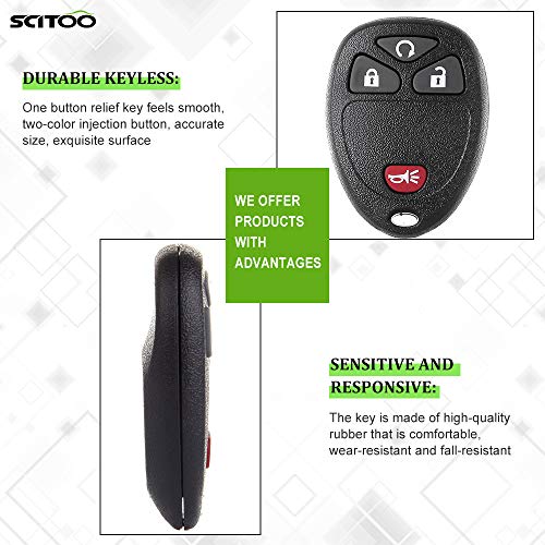 SCITOO Keyless Entry Remote Control Key Fob Clicker Transmitter 4 Buttons 1PC fits 2007-2016 Chevrolet Buick GMC Pontiac Cadillac Saturn Suzuki M3N5WY8109 OUC60270 OUC60221N 850K60270