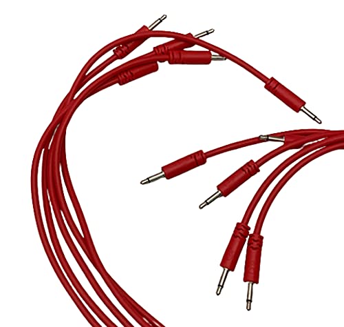 Starving Students Music Supplies Luigis Modular Supply Spaghetti Eurorack Patch Cables Package of 5 Red Cables, 24 60 cm