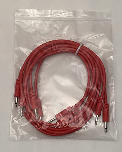 Starving Students Music Supplies Luigis Modular Supply Spaghetti Eurorack Patch Cables Package of 5 Red Cables, 24 60 cm