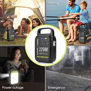 MARBERO 22500mAh Portable Charger with Bright LED Flashlight for Camping, Small Power Station QC/PD 3.0 Charges Quickly for iPhone, Samsung, iPad, Special Hand-cranked