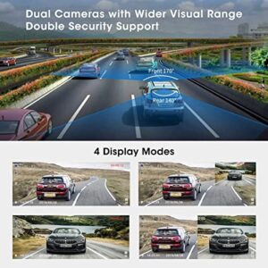 Dash Cam Abask,Dash Cam Front and Rear with 32G SD Card Included,4 inch Dash Camera for Cars, 1080P,170° Wide Angle,Night Vision WDR G-Sensor Parking Monitor Loop Recording Motion Detector