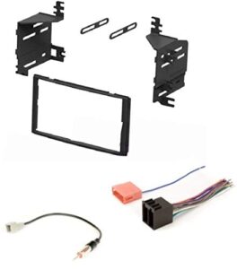 asc car stereo radio install dash kit, wire harness, and antenna adapter for installing an aftermarket double din radio for 2009 2010 2011 2012 hyundai santa fe without factory navigation