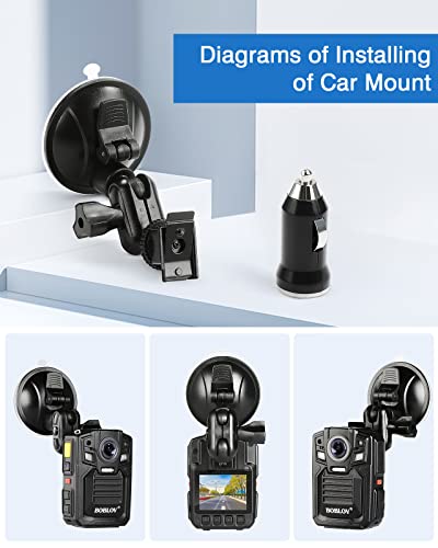 BOBLOV Car Suction Cup for HD66-02/D7 Body Camera, Car Mount and a Car Charger ONLY for HD66-02/D7 Body Camera, Don't Fit to Other Models Camera not Included