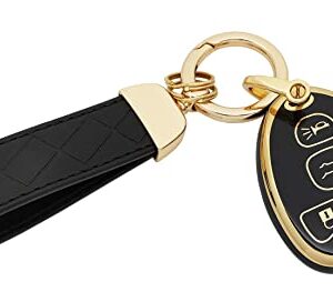 TPU Protective Key Fob Cover Case Compatible with GMC Acadia Yukon Cadillac Escalade SRX Chevy Suburban Tahoe Traverse Buick Enclave Pontiac Torrent Key Fob (Black)