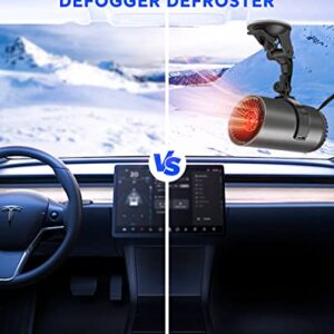 Car Heater Defroster- Portable Car Space Heater, Windshield Defroster Defogger, Heating and Cooling Fan with 12V 150W Thermostat, 3-Outlet USB Plug in Cigarette Lighter for Car SUV Truck RV Trailer