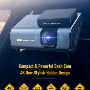 FocuWay Car Dash Cam 4K Car Camera Small WiFi Front Dash Cam with App, Aluminum Alloy Super Thermal Conduction Dashcam with Rotatable Lens, WDR Night Vision, Loop Recording, G-Sensor, Parking Monitor