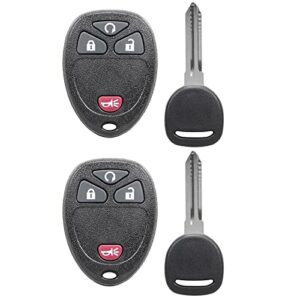 keyless entry remote replacement for gmc sierra/chevy silverado traverse equinox avalanche/pontiac torrent/saturn outlook vue/hummer h2 (ouc60270, ouc60221,15913421)with uncut trunk car key fob-2 pack
