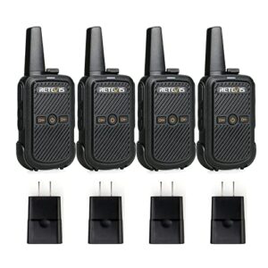 retevis rt15 small walkie talkies for adults,mini 2 way radio rechargeable long range, usb charging, hands-free walky talky for camping skiing neighborhood easter basket stuffers (4 pack)