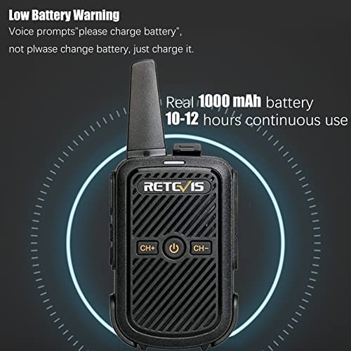 Retevis RT15 Small Walkie Talkies for Adults,Mini 2 Way Radio Rechargeable Long Range, USB Charging, Hands-Free Walky Talky for Camping Skiing Neighborhood Easter Basket Stuffers (4 Pack)