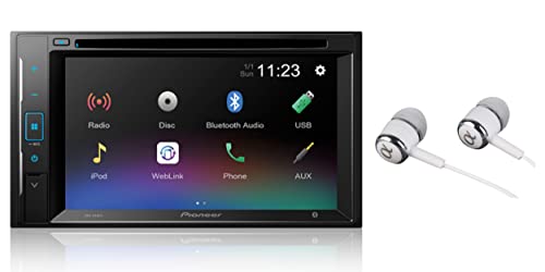 Pioneer in-Dash Double Din WVGA Display Built-in Bluetooth Multimedia DVD CD MP3 USB AM/FM Touchscreen Dual Phone Connection Car Stereo Receiver/Free Alphasonik Earbuds