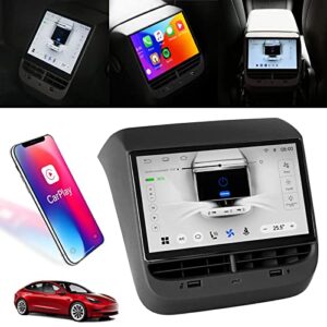 hefute 2023 rear seat lcd screen entertainment system for tesla model 3 model y, 7 inch touch screen with carplay temperature regulation(model 3/y 2016-2019)