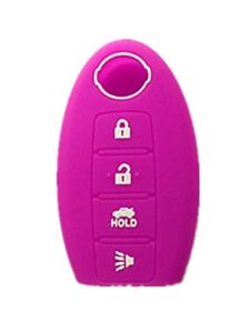 kawihen silicone keyless entry smart remote key fob cover compatible with for nissan 350z 370z altima armada gt-r leaf pathfinder rogue sentra maxima murano versa cwtwb1u840 285e3-3sg0d(purple)