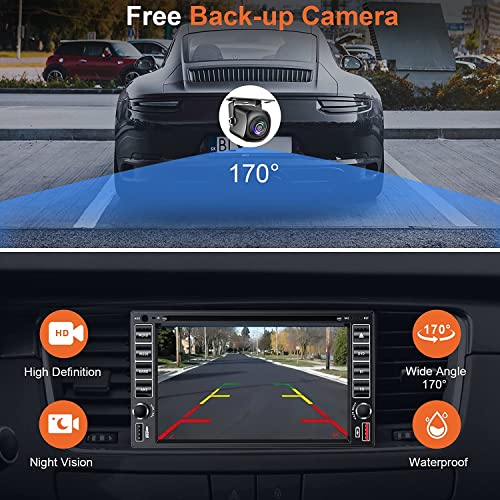 Double Din Car Stereo Radio With CD/DVD Player, Voice Control Carplay & Android Auto, 7 inch Car Audio With HD Touchscreen, Bluetooth, Mirror Link, Backup Camera, SWC, FM/AM, USB/SD, A/V Input (Black)