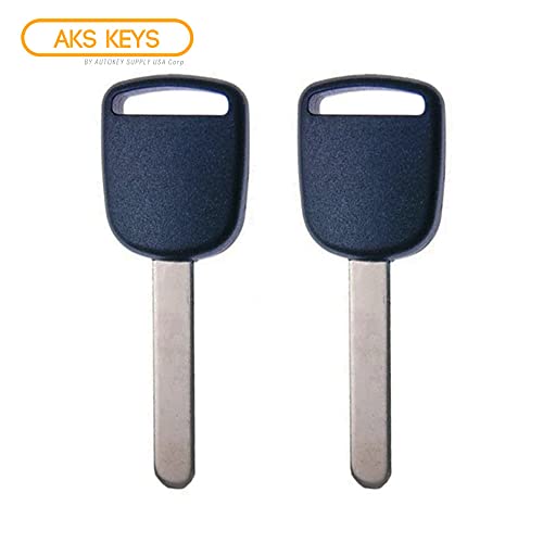 AKS Keys New Uncut Chipped Transponder Key Compatible with Honda ID13 Chip "F" HO01-PT (2 Pack)