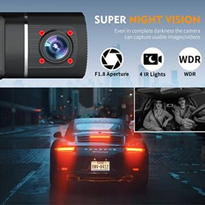 Dash Cam WiFi Abask,Dash cam Front and Inside with 32G SD Card,4K+1080P Dash Camera for Cars, 310° Wide Angle,Night Vision WDR G-Sensor Parking Monitor Loop Recording Motion Detector