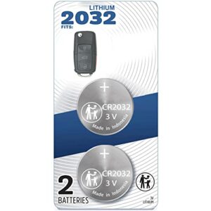 (2 pack) cr2032 2032 remote key fob oem battery for flip key compatible with volkswagen vw shell case cover 1998-2016 beetle cc eos golf gti jetta passat touareg hlo 1j0 959 753 am dc f s