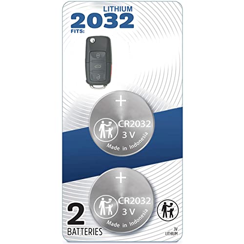 (2 Pack) CR2032 2032 Remote Key Fob OEM Battery for Flip Key Compatible with Volkswagen VW Shell Case Cover 1998-2016 Beetle CC EOS Golf GTI Jetta Passat Touareg HLO 1J0 959 753 AM DC F S