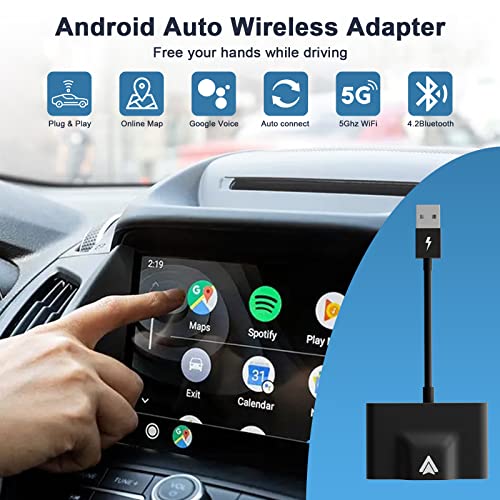 Android Auto Wireless Adapter,Wireless Android Auto Adapter,Wireless Android Auto,Easy Setup AA Wireless Android Auto Dongle for Android Phones Converts Wired Android Auto to Wireless.